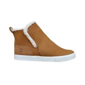 Timberland Tan and White Shearling-Lined Slip-On Sneakers